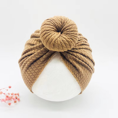 Soft Cable Baby Hat with Floral Headband