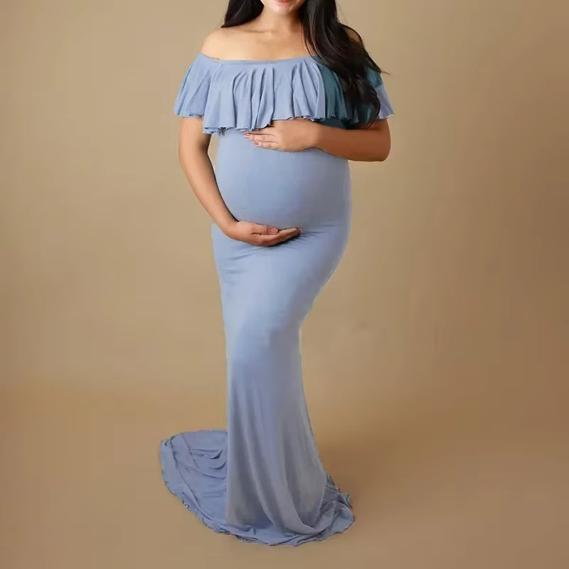 Beautiful Pregnancy Maxi Dress with Lace Trim