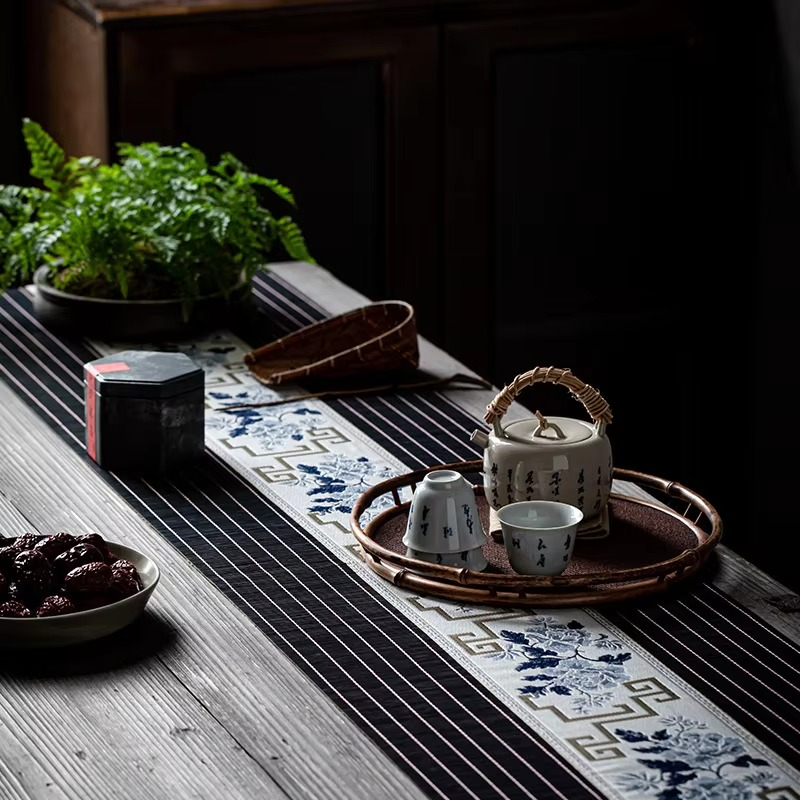 Natural Floral Bamboo Table Runner