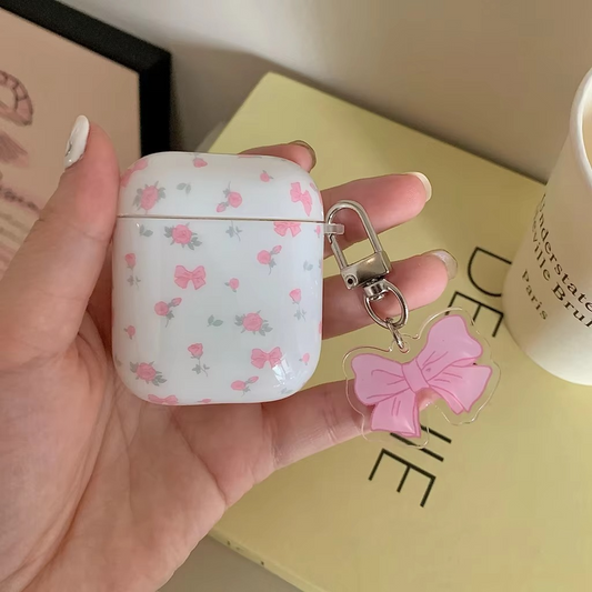 Cute Floral Bow AirPods Phone Case Cover - Hehif