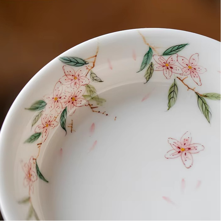 Colorful Floral Ceramic Tea Tray and Coaster Set