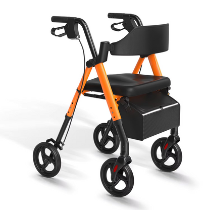 Compact Folding Walker with Seat and Large Wheels