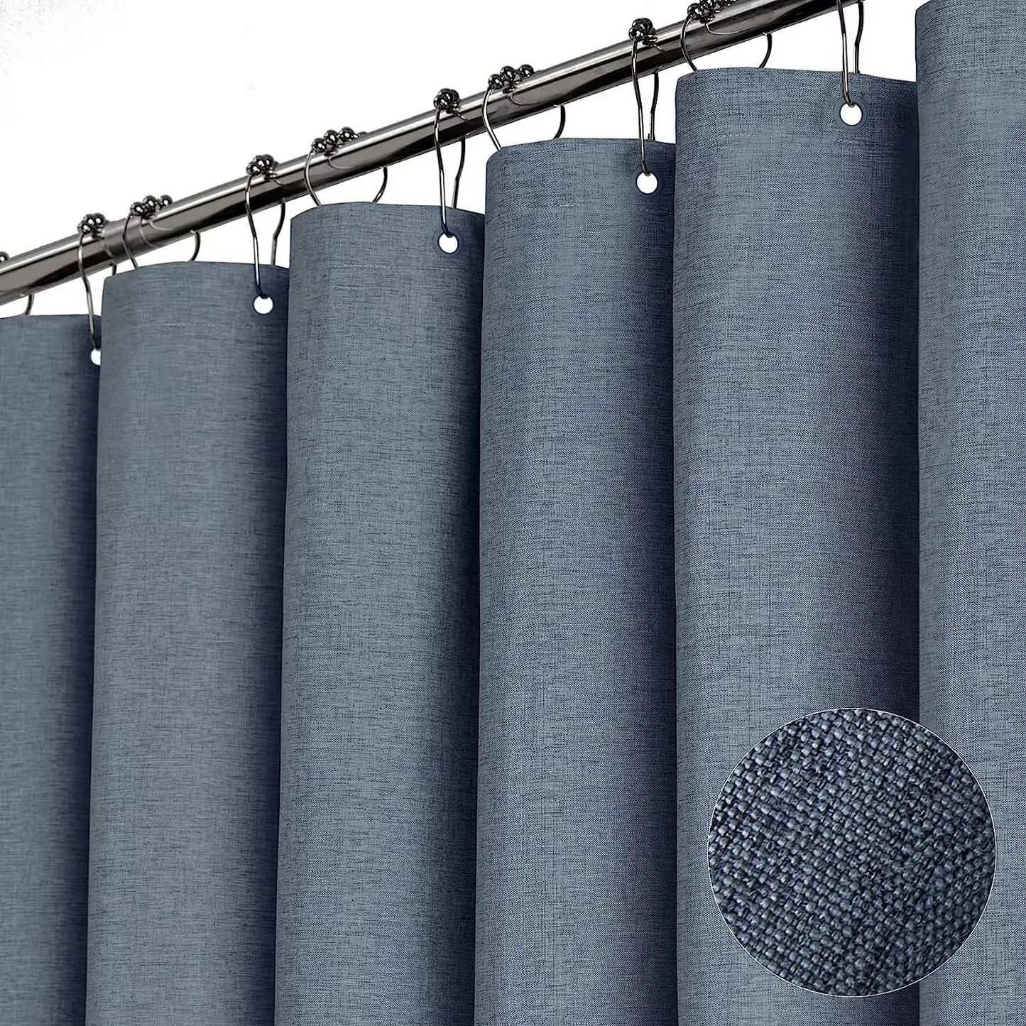 Premium Water Resistant Bathroom Curtain with Metal Rings