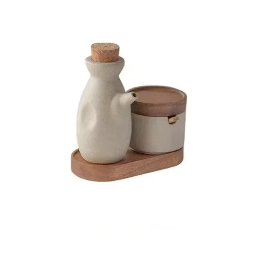 Vintage Style Spice Jar with Wood Top - Hehif