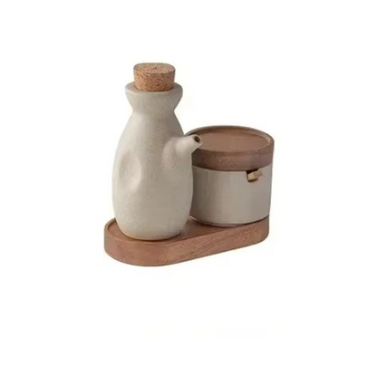 Vintage Style Spice Jar with Wood Top - Hehif