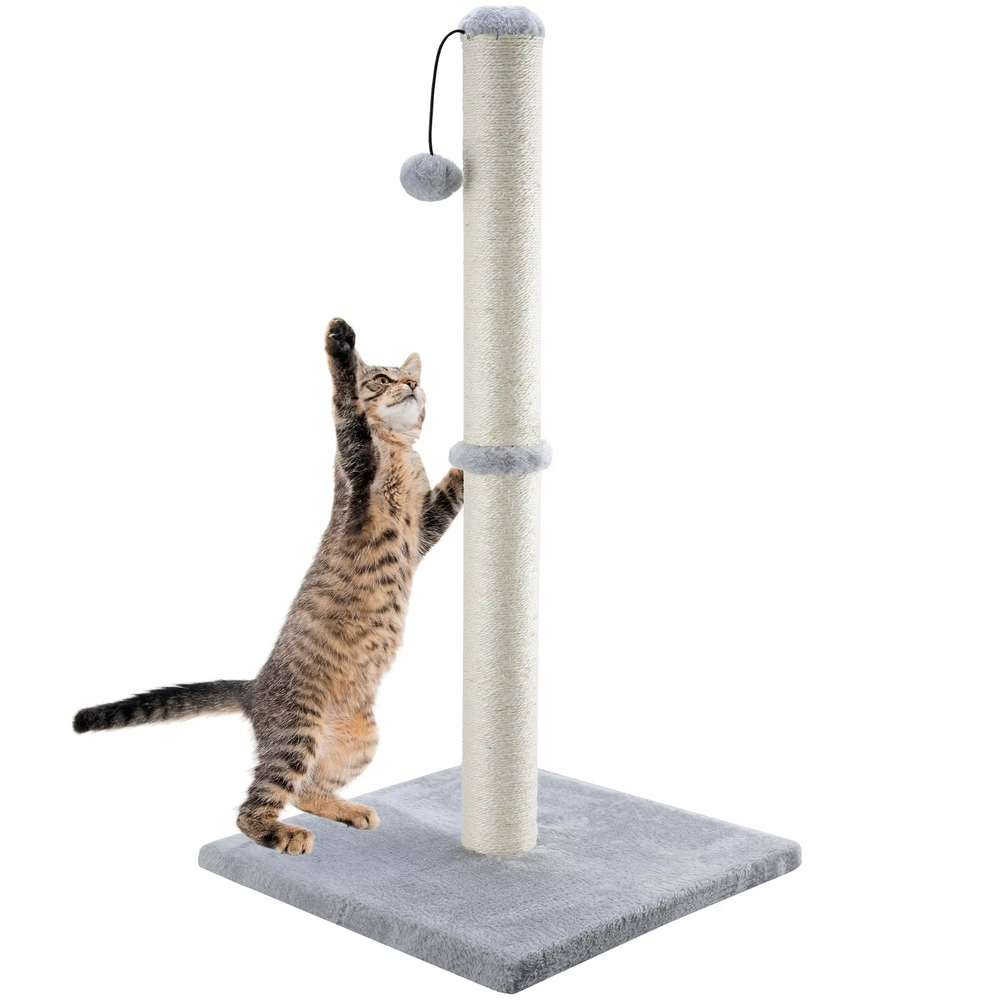 Natural Fiber Cat Tower with Hanging Toy