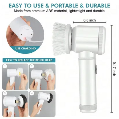Rechargeable Spin Brush Cleaner with Interchangeable Heads