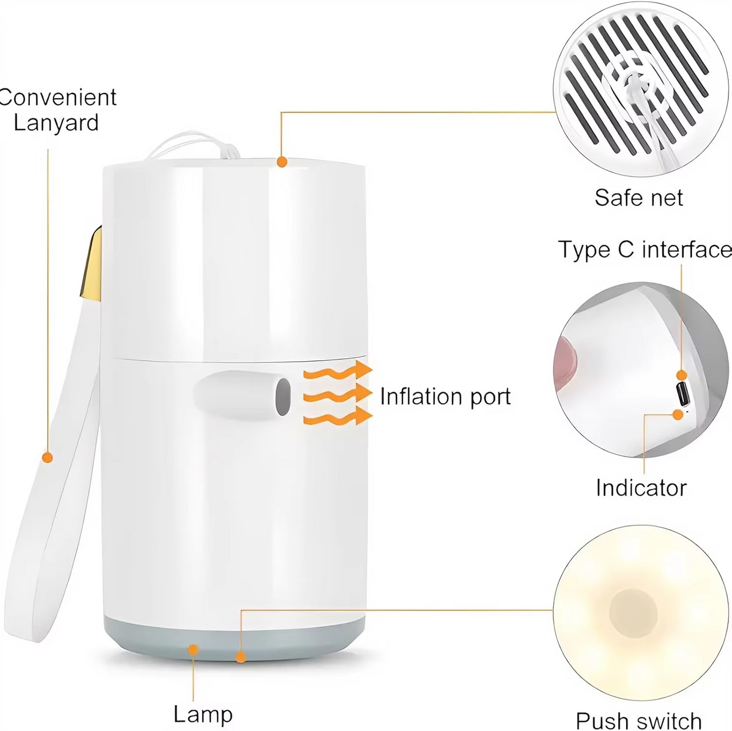 Compact Travel Air Pump with LED Light for Camping