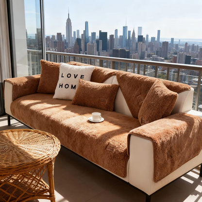 Cozy Fleece Sofa Throw, Grip Bottom Furniture Protector