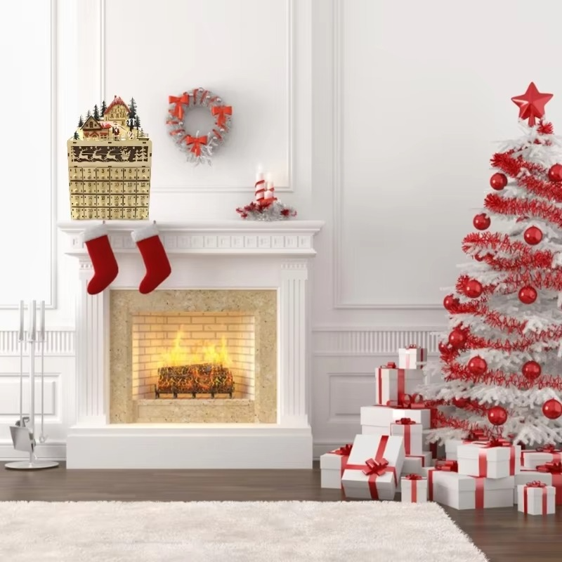 Festive Holiday Wooden LED Christmas Countdown House