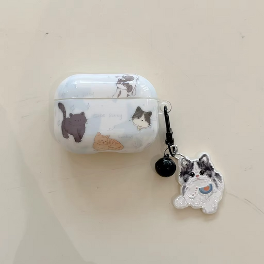Fun Animal Earbud Case with Small Bell Charm - Hehif
