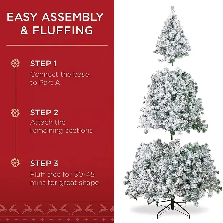 Frosted Pine Christmas Tree with Artificial Snow Decor