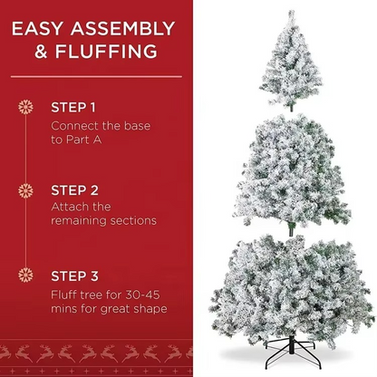 Frosted Pine Christmas Tree with Artificial Snow Decor