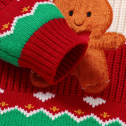 Kids Festive Holiday Sweater Gingerbread Knit Top