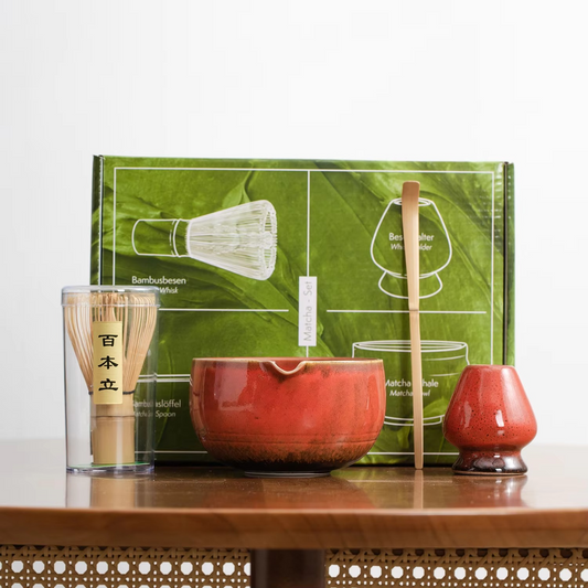Natural Bamboo Matcha Mixer with Small Ceramic Cup - Hehif