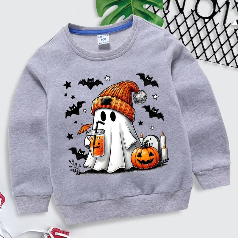 Spooky Fun Kids Halloween Sweatshirt with Ghost Design