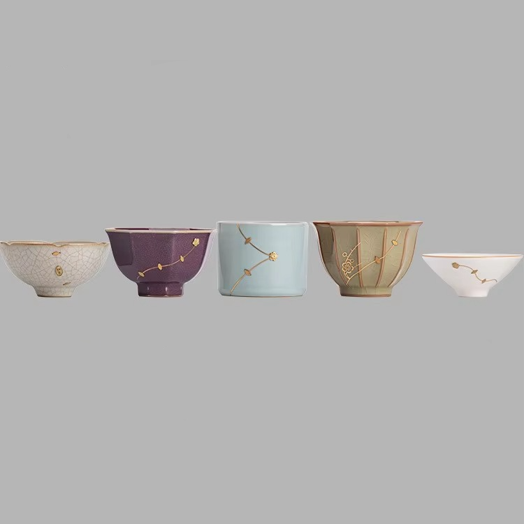 Delicate China Tea Set with Decorative Cups and Box
