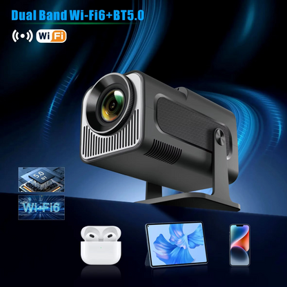 Portable 4K Wireless Home Theater Projector with WiFi Bluetooth