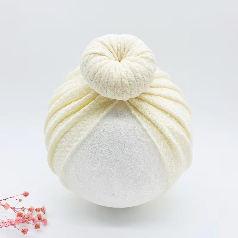 Soft Cable Baby Hat with Floral Headband