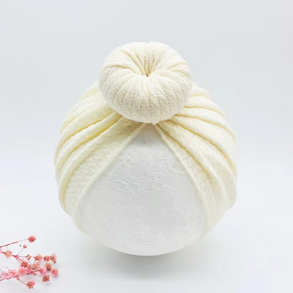 Soft Cable Baby Hat with Floral Headband