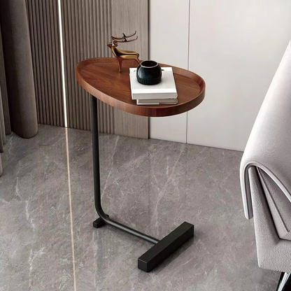 Space Saving Curved End Table with Storage Drawer - Hehif