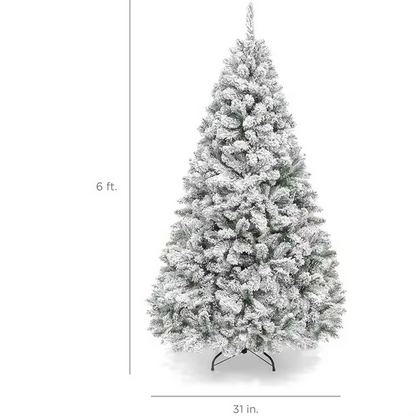 Frosted Pine Christmas Tree with Artificial Snow Decor