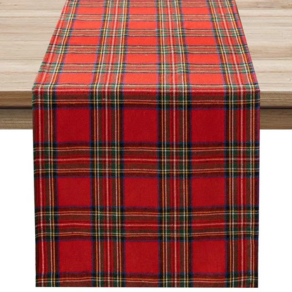 Festive Red Plaid Holiday Table Runner - Hehif
