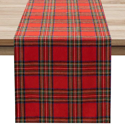 Festive Red Plaid Holiday Table Runner - Hehif