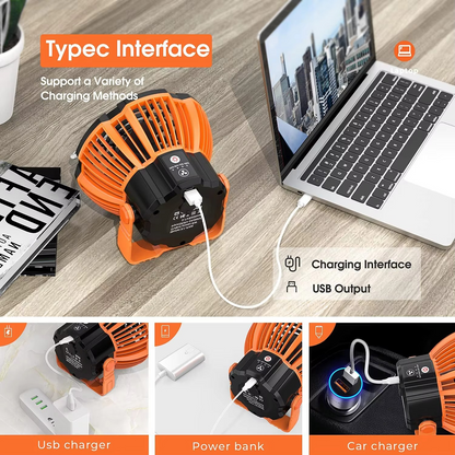 Portable Outdoor Fan with LED Light and Remote
