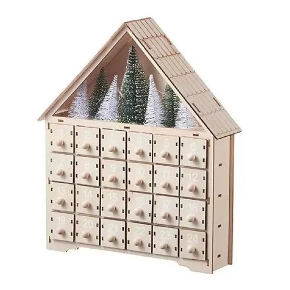 Traditional Holiday Countdown Wooden Advent Calendar