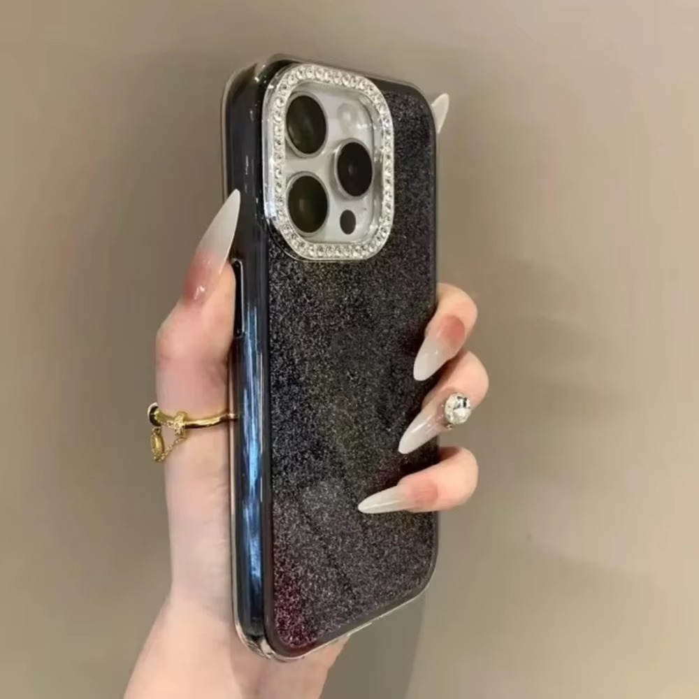 Sparkly Glitter Phone Case with Diamond Camera Cover
