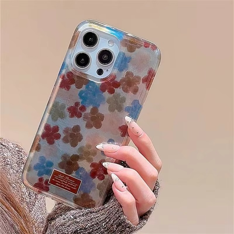 Colorful Floral Pattern Phone Cover with Swirl Design - Hehif