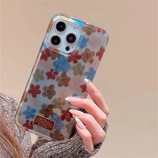 Colorful Floral Pattern Phone Cover with Swirl Design - Hehif