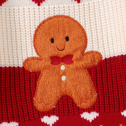Kids Festive Holiday Sweater Gingerbread Knit Top