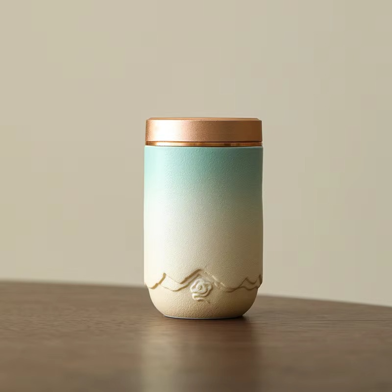 Small Ceramic Tea Canister with Tight Seal Lid