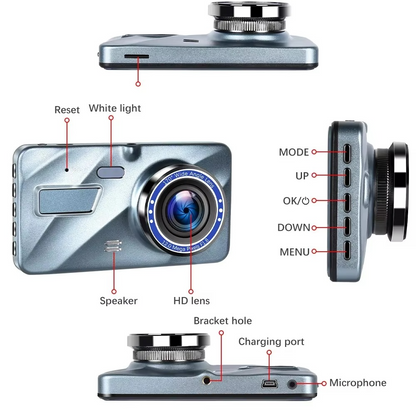 Compact 4 Dual Camera Car Dash Cam with Night Vision