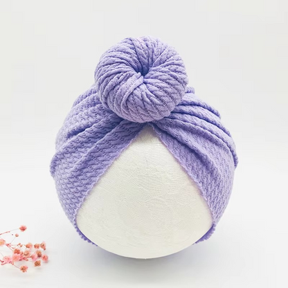 Soft Cable Baby Hat with Floral Headband