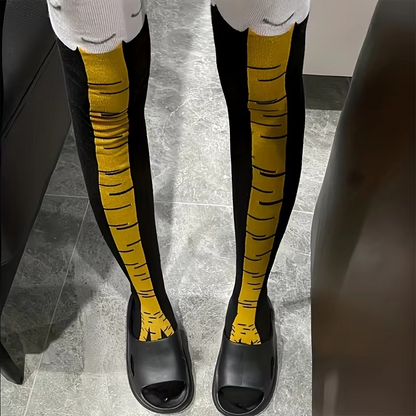 Fun Chicken Pattern Crew Socks for Women