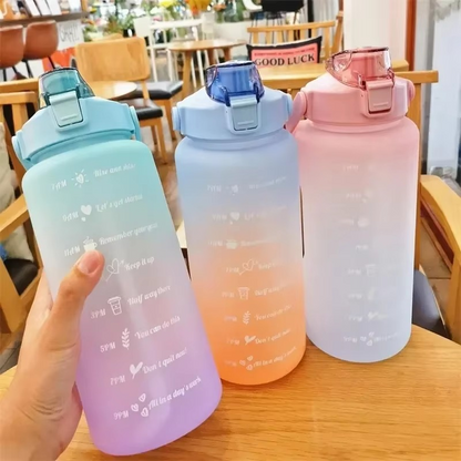 Big 68oz Insulated Water Bottle with Lid and Measurement Markings