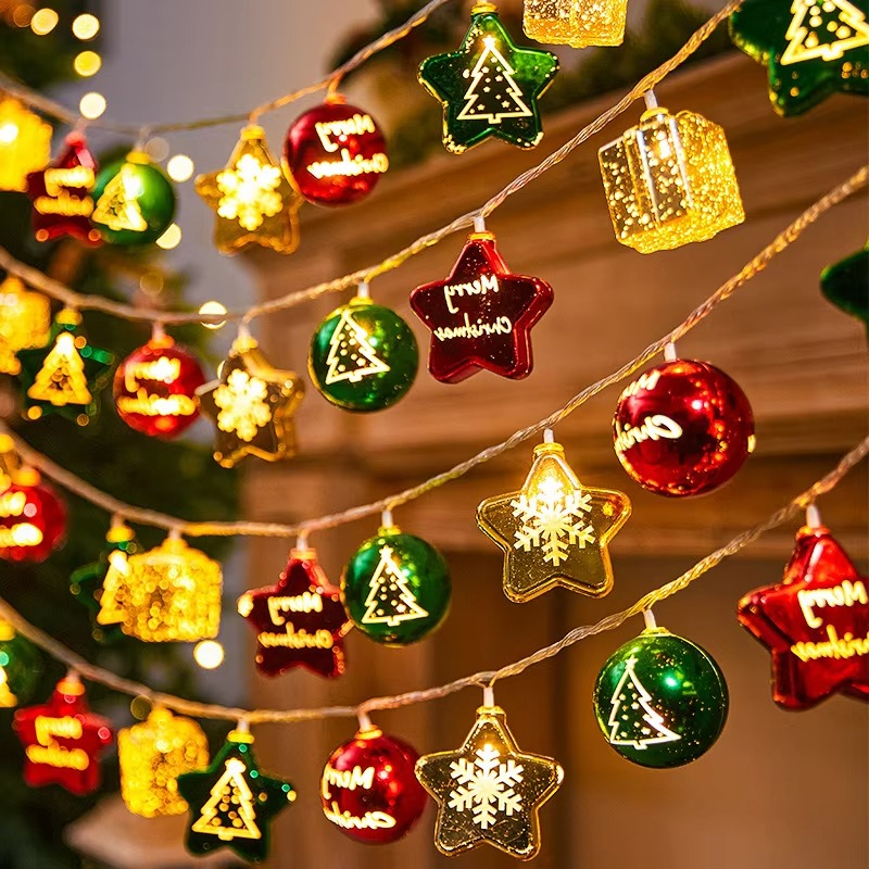 Colorful Holiday String Lights with Festive Decorations