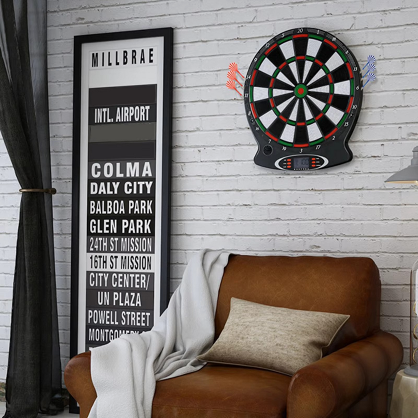 Advanced Digital Dartboard with Electronic Scoring and 6 Darts