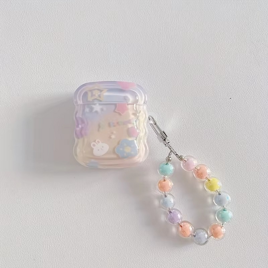 Colorful AirPods Case with Cute Rabbit Charm - Hehif