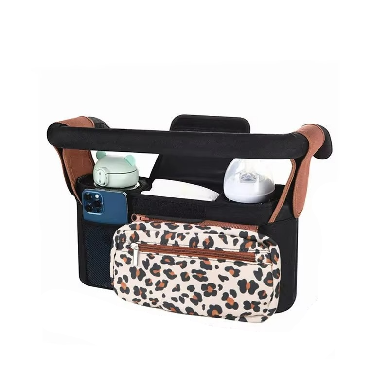 Spacious Baby Stroller Storage Bag with Pockets and Cups