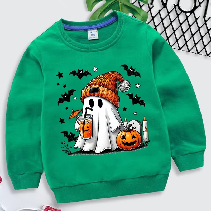 Spooky Fun Kids Halloween Sweatshirt with Ghost Design