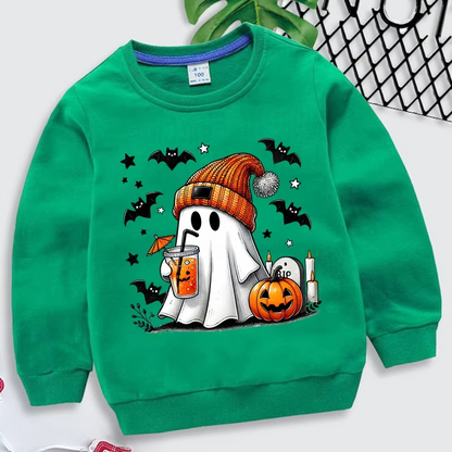 Spooky Fun Kids Halloween Sweatshirt with Ghost Design