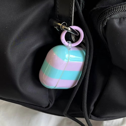 Colorful Striped AirPods Cover with Keychain