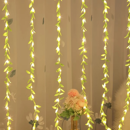 Rustic Metal Lantern Outdoor String Lights with Artificial Foliage