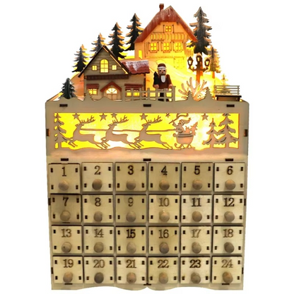 Festive Holiday Wooden LED Christmas Countdown House