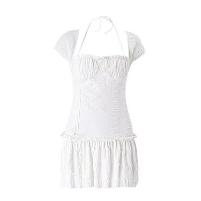 Women's Cute Ruffled Tie Waist Mini Sundress