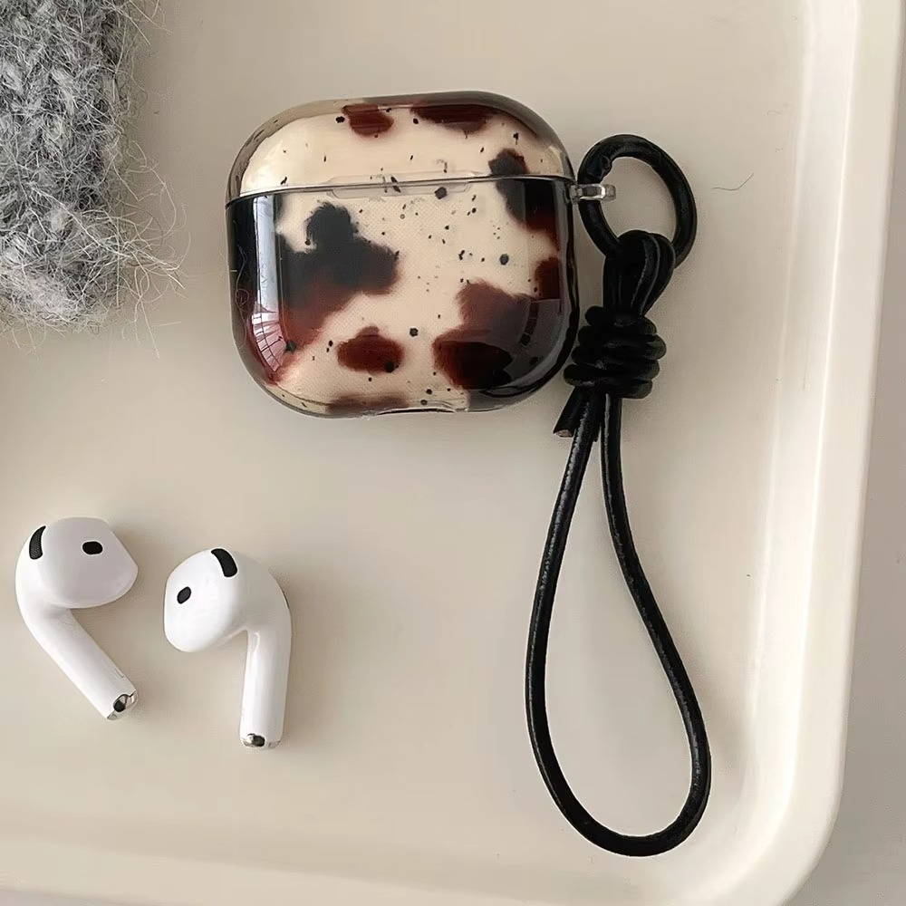 Stylish Agate Design AirPods Cover with Leather Strap
